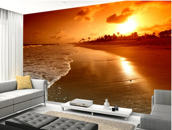 Custom landscape wallpaper, Ocean Sunrise,3D modern photo for the living room bedroom kitchen background waterproof wallpaper