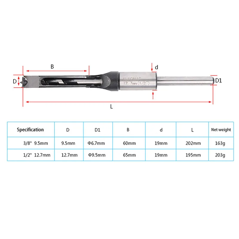 High Speed Steel drill bit Metric Mortising Chisel Woodwork Square Hole Drill Bit Cutter Tool 1/2\' 3/8\' 5/16\' 1/4\' wood drill