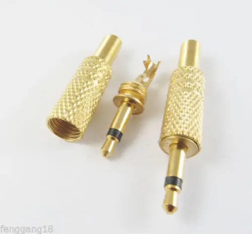 10pcs 3.5mm MONO TS Male Plug Audio Cable Solder Gold TS Adapter Connector DIY