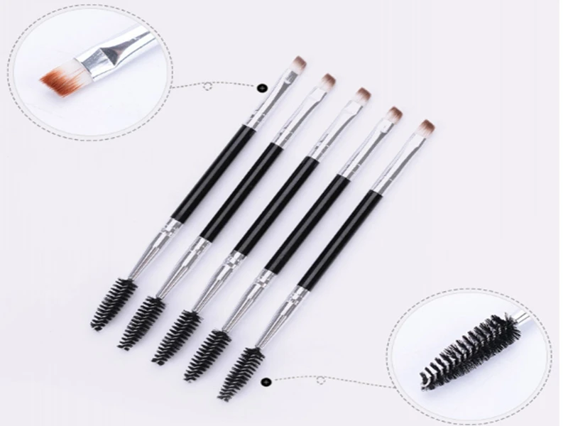 2000pcs/lot  Excellent Double Ways HappyMakeup Eyebrow Mascara Wand Cosmetic Brush Applicator Double Ended Single Brush Tool