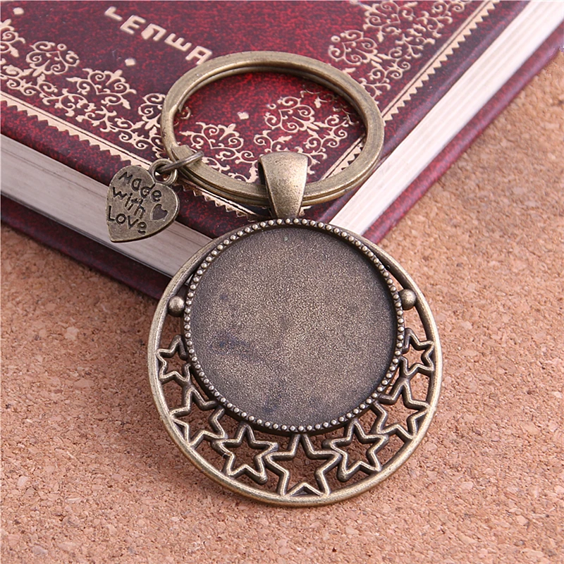 PULCHRITUDE 5 sztuk/partia metalowy brelok okrągły Cabochon ustawianie DIY Vintage Handmade breloczki do tworzenia biżuterii Y1001