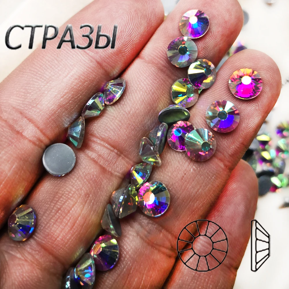 AAAAA Clear AB Crystal Hot Fix Rhinestone Glass Strass Hotfix Iron On Rhinestones For Fabric Garment SS16 SS20 SS30 image 2