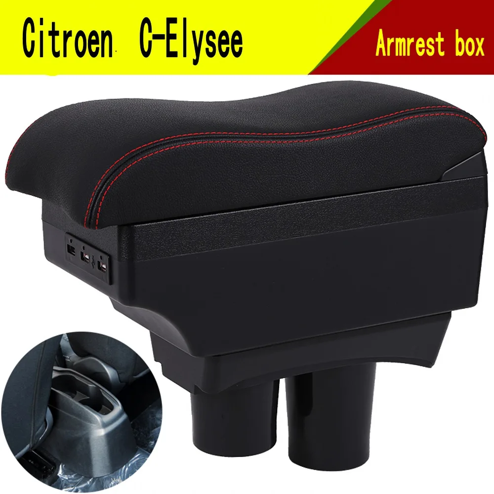 

For Citroen c-elysee Peugeot 301 Armrest Box Car Center Console Storage Space Case Elbow Rest with Cup Holder USB Interface