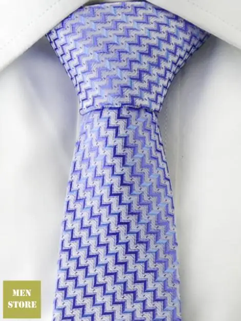 

Blue White Stripes Men Jacquard Woven Skinny Slim Narrow 2" Necktie 5 cm Neckwear Wedding Party Tie JT045