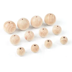 LOFCA 10 pezzi di perline di legno 12/15/20mm sfera naturale rotonda per realizzare bracciali artigianali collana accessori per gioielli