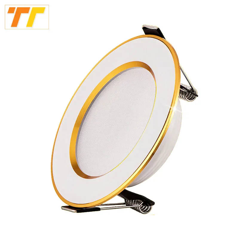 Led Downlight Golden Circle 3w 5w 9w 12w 15w 18w 230V 220V Ceiling Recessed Gold Downlight Round leds Panel light for Indoor