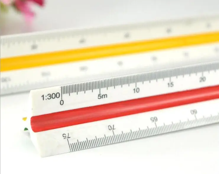Regla de escala triangular de tres ángulos, regla de escala Mitsubishi multiproporción de 30cm, regla de dibujo