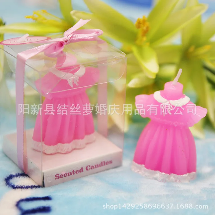 10pcs Gifts Children's Baby Shower Favor Girl Dress Candle Kid Children Gifts Souvenir Birthday Candle with Gift Box