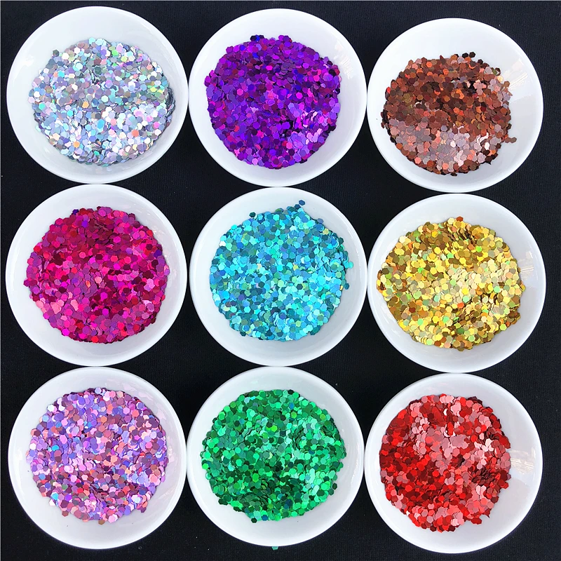 Forma hexagonal ultrafinos lantejoulas para Nail Art, Glitter Paillettes, Eco Friendly, Pet, Unhas Material Decoração, 3mm, 10g por lote