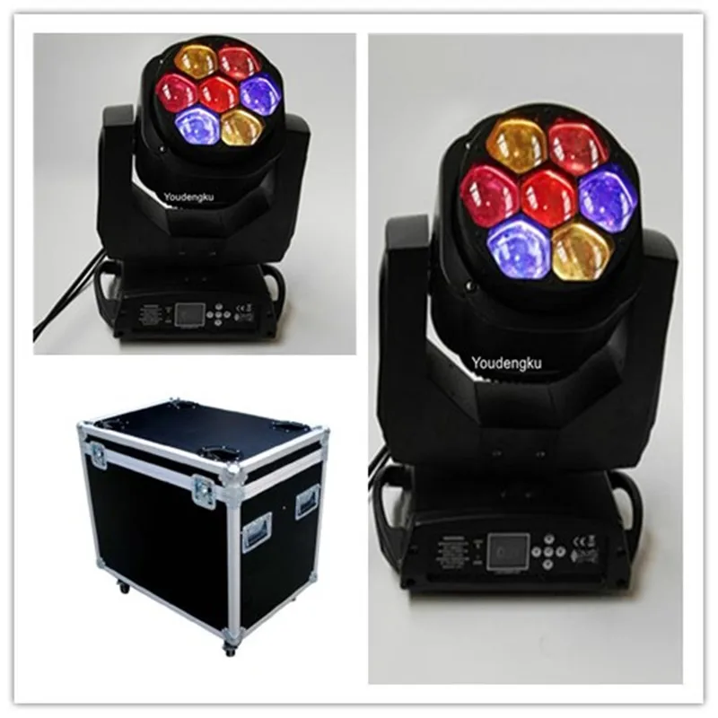 

2 pieces with flightcase 7 moving head led zoom 7x15w rgbw 4 in 1 led moving head wash zoom stage lighting