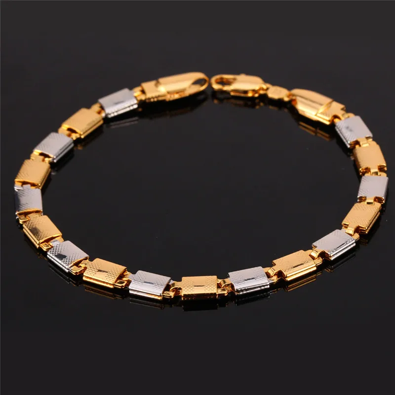 U7  Gold Color Chain Necklace Set Unisex Jewelry Wholesale Necklace Bracelet Party Jewelry Set S565