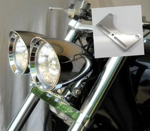 Chrome Bottom Dual HEADLIGHT Bracket Adapter For Harley Honda Kawasaki  Suzuki FL Yamaha Cruiser Chopper touring  sport