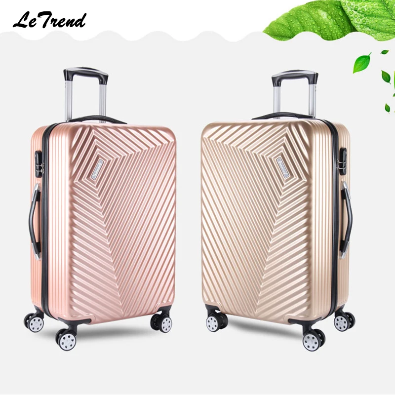 LeTrend Women Korea Rolling Luggage Spinner password Trolley Suitcase Wheels 20 inch Carry On Travel Bag Men Trunk