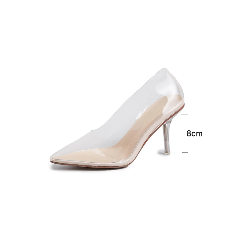 Kcenid High Quality Transparent Pumps Perspex High Heels Sexy Ladies Shoes Pointed Toe Slip On Wedding Party Pumps Women Shoes