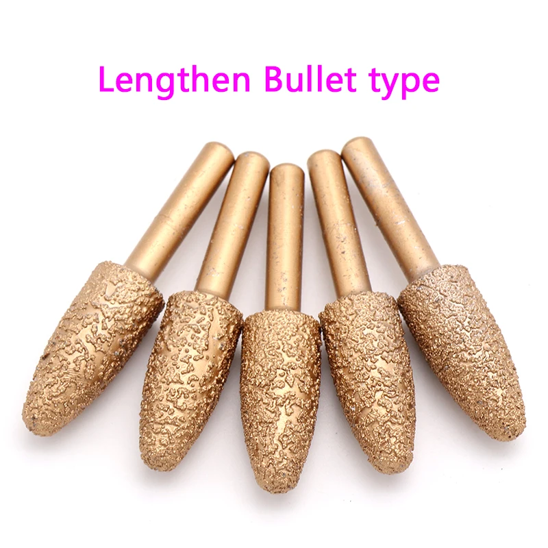 1Pcs 6Mm Schacht Kogel Vacuüm Gesoldeerde Diamond Bramen Legering Slijpen Hoofd 60Mm Voor Steen Jade Peeling Steen elektrische Carving Tools