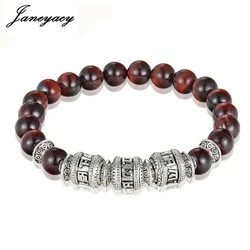 NEW Tiger Eye Fashion Bracelet Men's Natural Stone Six words of mantra Men's Bracelet Women's OM MANI PADME HUM Women's Bracelet