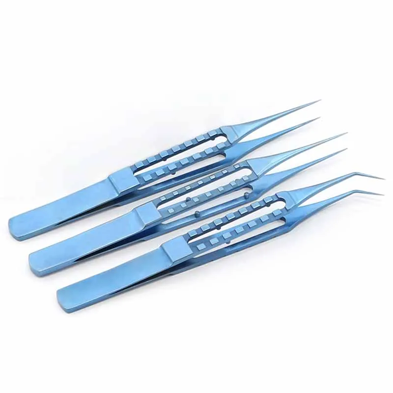 Titanium Alloy Fine Toothed Planting Hair Straight Elbow Planting Tweezers Implant Hair Tweezers Instrument Tool