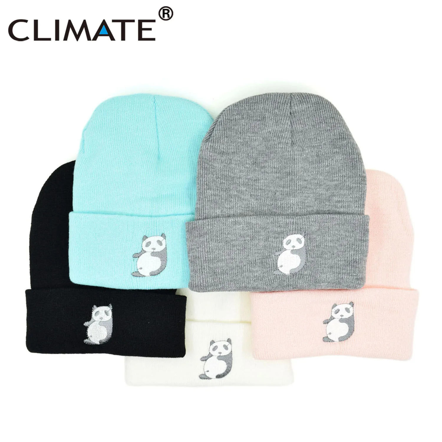 CLIMATE Panda Beanie Hat Women Girls Winter Warm Hat Lovely Cute Warm Hip Hop Knitted Hat Beanie For Adult Women Girls Teenagers