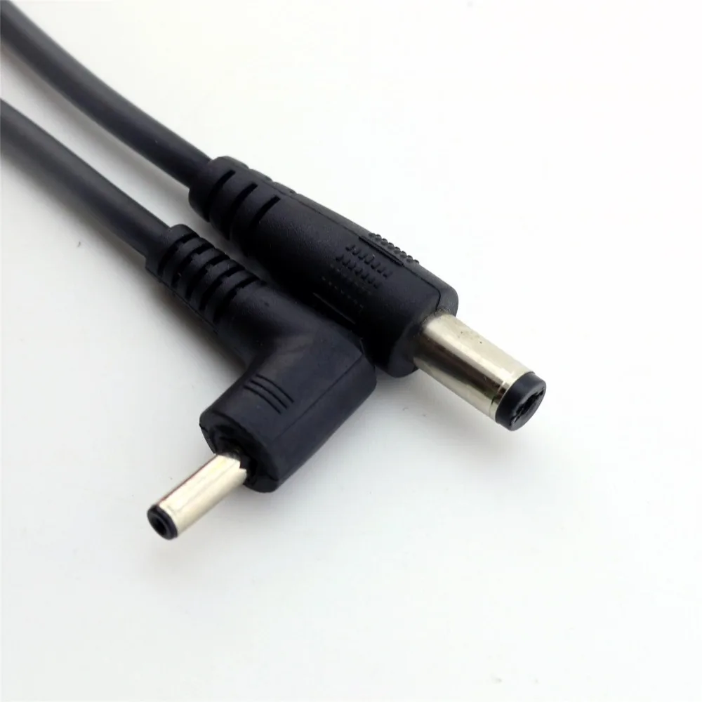 1pc DC Power 5.5mm x 2.1mm Male Plug to 3.5mm x 1.35mm Male Right Angle Plug Adapter Connector Cable 30cm/1ft