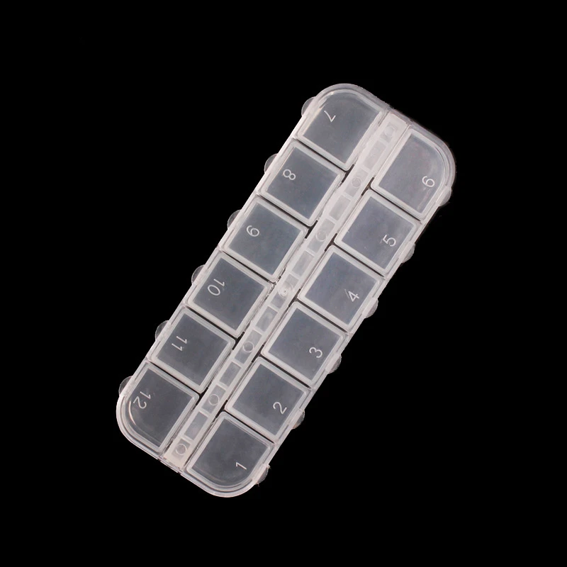 12 Detachable Clear Plastic Rhinestone Nail Art Tools Jewelry Display Storage Box Case Organizer Holder Beads