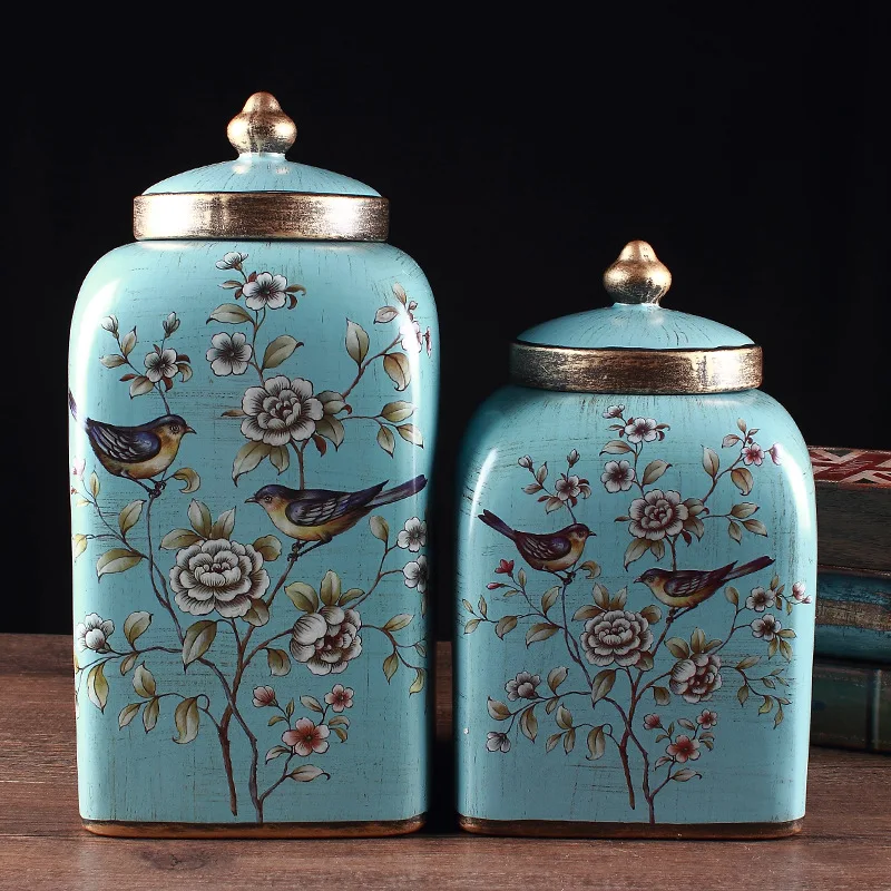 

2018 NewStyle 1 Sets Ceramic storage jar simple tea cans candy jar creative ornaments