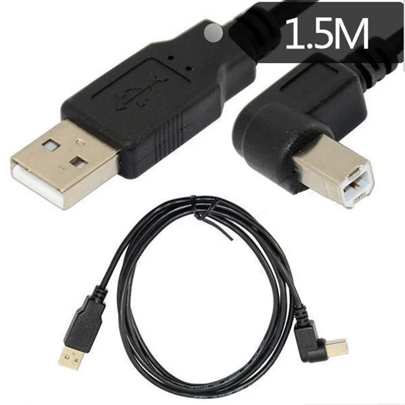 1.5m 5 Feet Type A Male to Type B Male 90 degree Up & Down & Left & Right Angled USB 2.0 Printer Scanner Cable