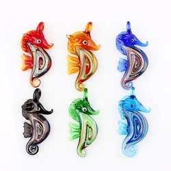 QianBei Wholesale 6pcs Handmade Multicolor Murano Lampwork Glass Seahorse Pendant Fit Necklace Hot Sale Pendants Gift