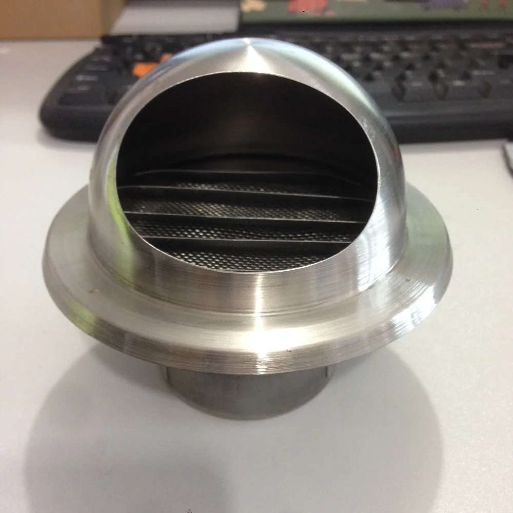 Grelha de saída de ar de aço inoxidável 60mm, grelha com duto de entrega 304 de aço inoxidável