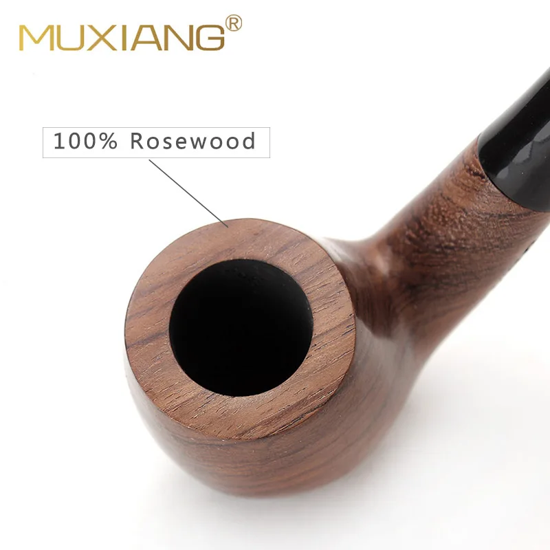 HOT-MUXIANG 2 in 1 Wooden Rosewood Smoking Pipe Tobacco Tube Pipes Wood  With 9mm Filter 10 Smoking Tools Pipe Set Gift For Men