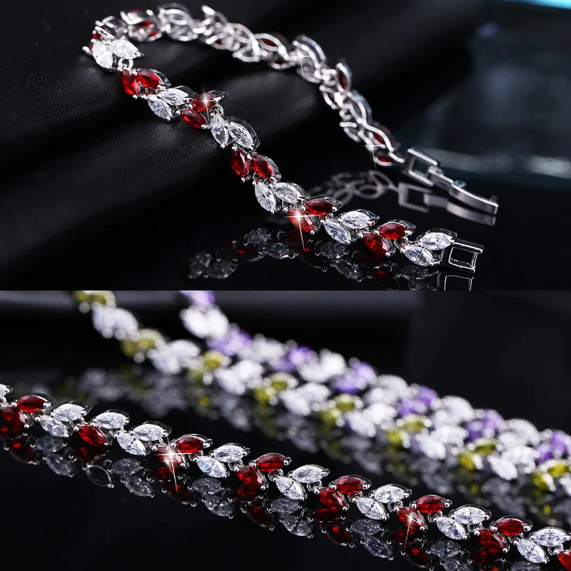 CWWZircons Neuer Trend 2026 Zirkonia-Schmuck Silberfarbener Blatt-Anhänger CZ-Kristall Damen-Armbänder Großhandel S0003 – Detail 10