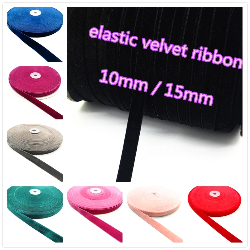 5 yds 10mm 15mm Elastic Velvet Ribbon Wedding Party Decoration Handmade Gift Wrapping Bowknot DIY Christmas