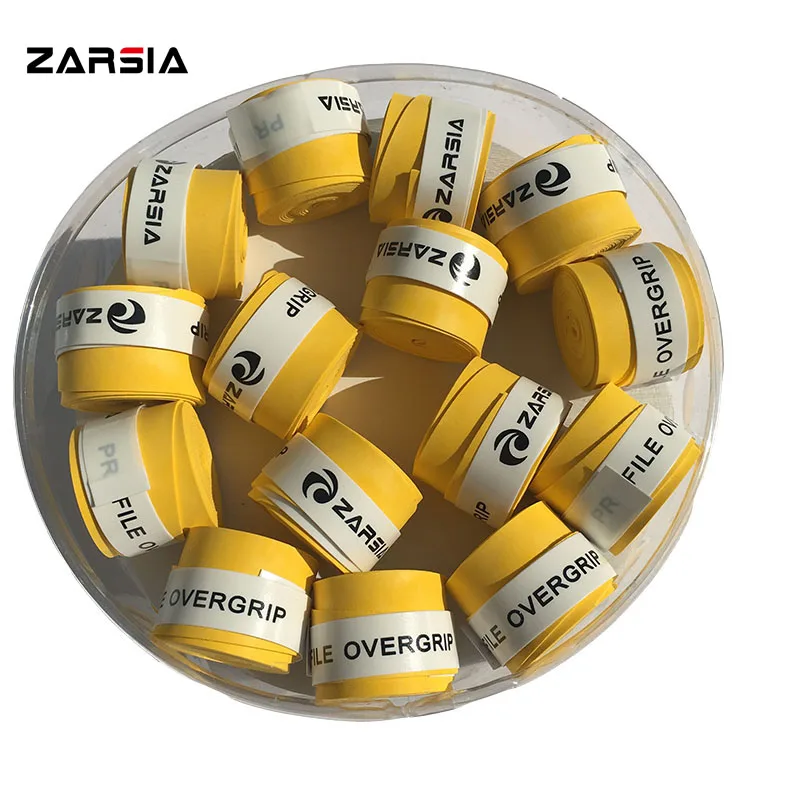 (Yellow) 60 pcs NEW ZARSIA Profile Dry feel Tennis Racket Grip Anti-skid Sweat Badminton Grips Racquet tennis squash Sweatband