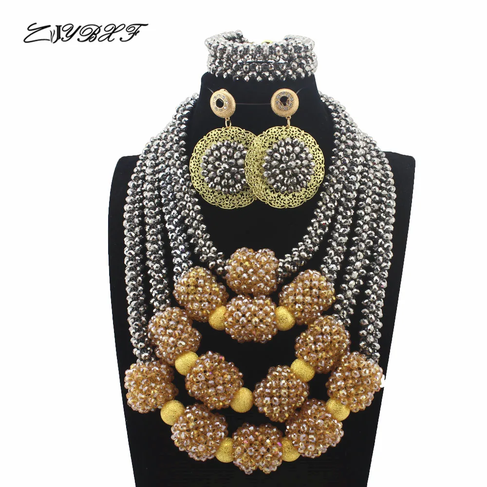 

New and Big Bold Africen Statement Jewelry Sets Crystal Pendant Necklace women Set for Nigerian Wedding Free Shipping HD7908