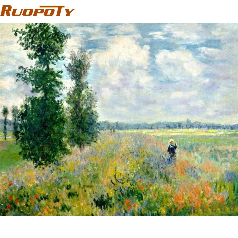 RUOPOTY Frame Picture Field Landscape DIY Painting By Numbers Hand painted Oil Painting Modern Wall Art Picture For Home Decors