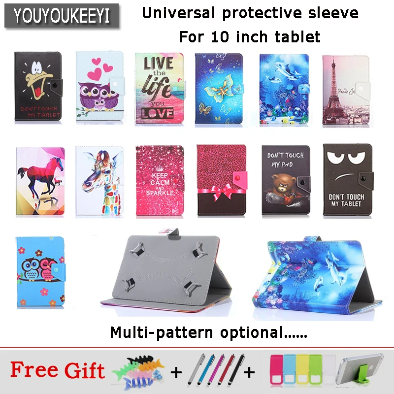 Universal stand Cover case for Digma Plane 1550S 3G 10.1inch Tablet Cartoon Printed PU Leather Case+gifts