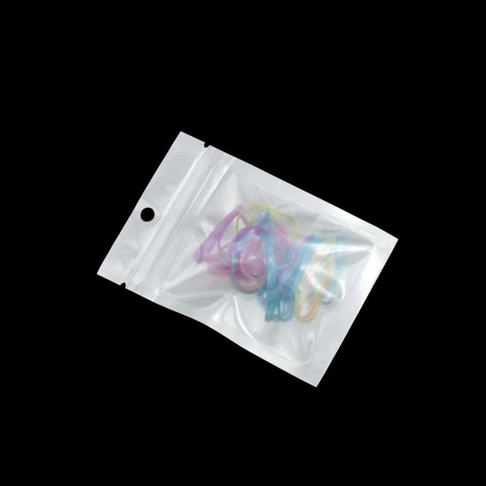 

200PCS 7*10cm White / Clear Front Hear Sealable Zip Lock Bags Small Self Seal Zipper Top Plastic Packaging Bag with Hang Hole