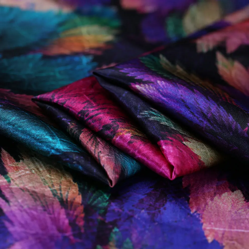 Top Design Digital Printing Elastic Silk Satin Fabric