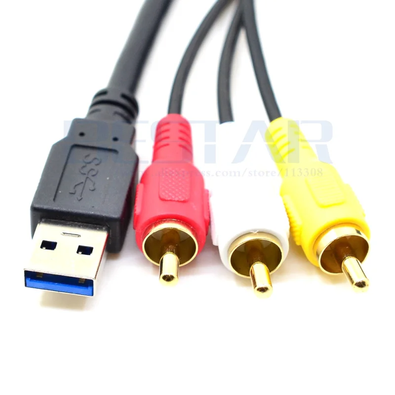 USB RCA do montażu podtynkowego USB i 3 RCA do USB3.0 i 3.5mm żeński przedłużacz AUX kabel, USB 3.0 RCA w jednej płaszczyźnie, Dash, Panel do montażu