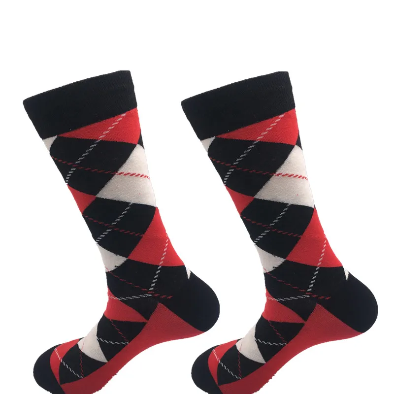 Fashion tide socks happy socks plaid gradient personality couple cotton socks long tube socks no gift box