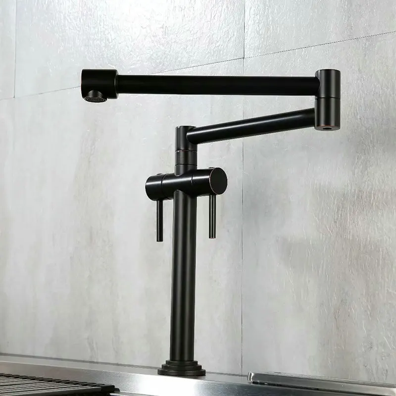 Kitchen Faucet Solid Brass Crane For Kitchen Deck Mounted Sink Mixer Foldable Nickel Brushed/Gold/Chrome/ORB/Black