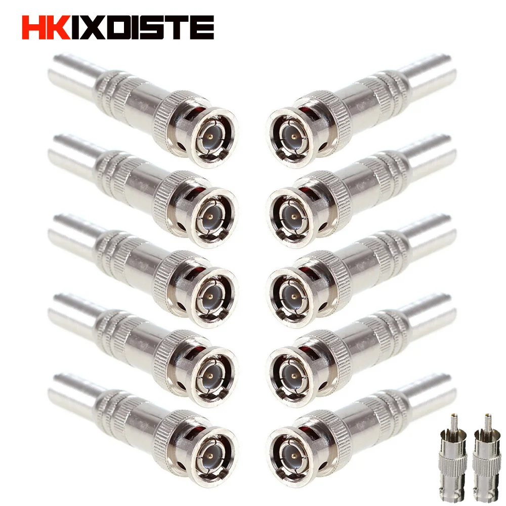 10 Pcs/ Lot CCTV System Solder Less Twist Spring BNC Connector Jack for Coaxial RG59 Camera for Surveillance Accessories