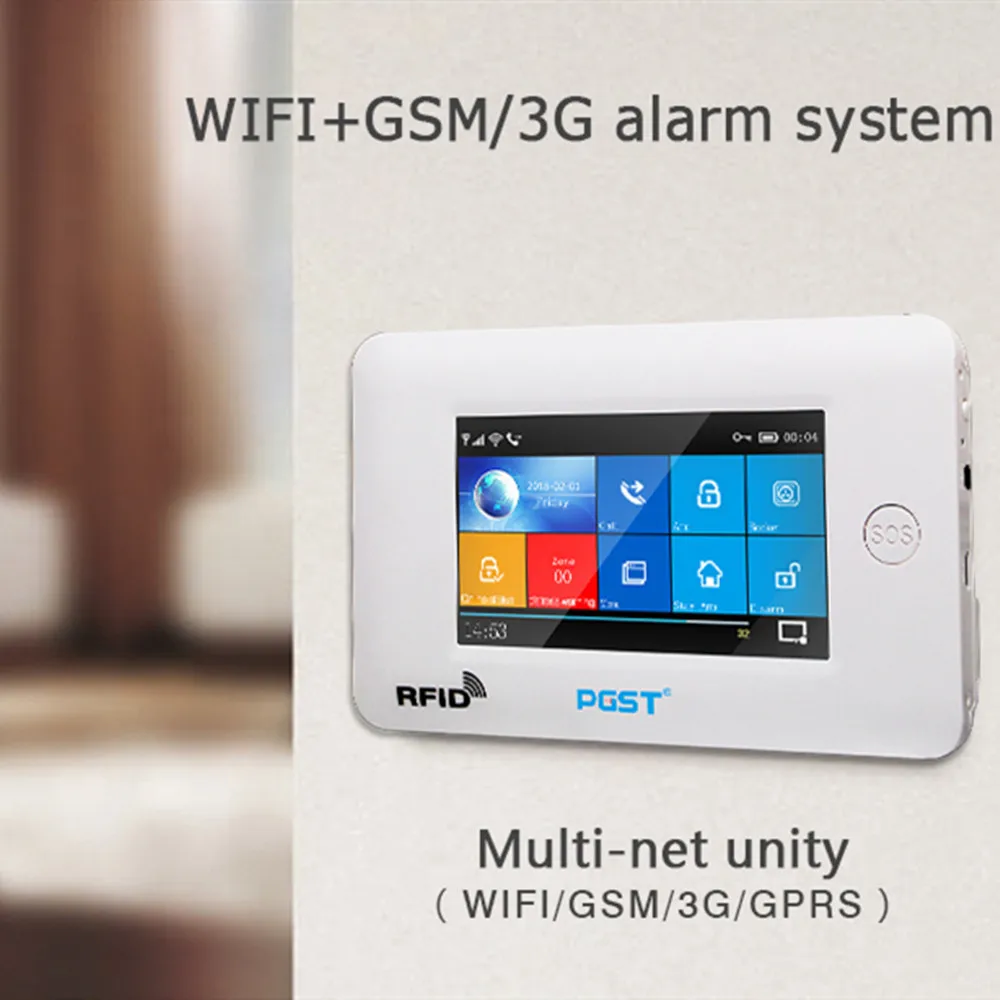 3G 433MHz All Touch Color Screen Wireless WIFI GPRS RFID APP Remote Control Smart Home Security Alarm System with Accessories