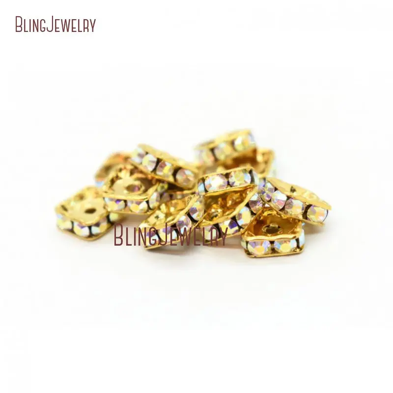 

Light Gold ColorBrass Angel Aura Crystal Squaredelle Rhinestone Quatra Rondelle Spacer Bead 4mm 6mm 8mm FC26951