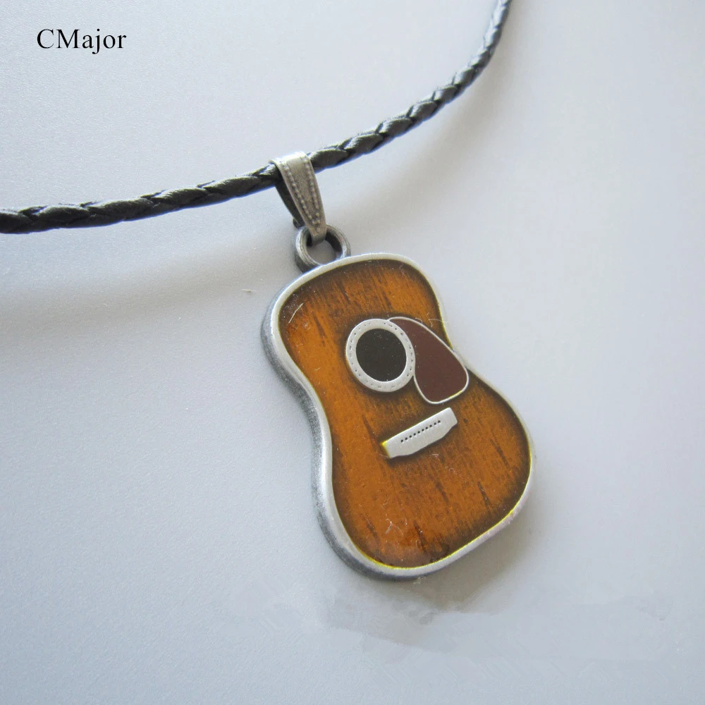 CMajor Guitar Necklace,Country Music Necklace,Leather Rope Necklace,Couple Necklaces For Valentine's Day,Guitar Key Chain