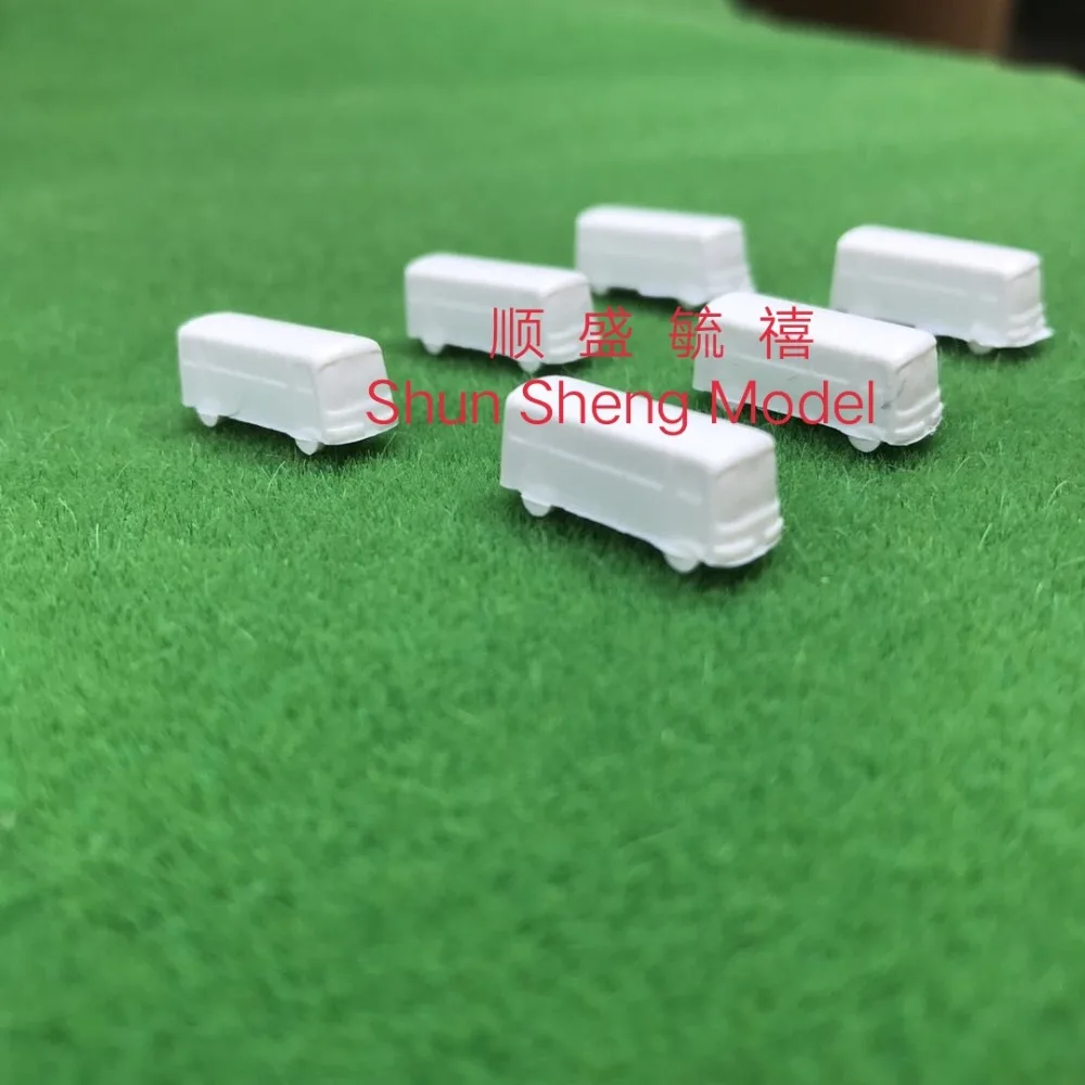 Model materials model white car scale 1/300 mini bus model white bus