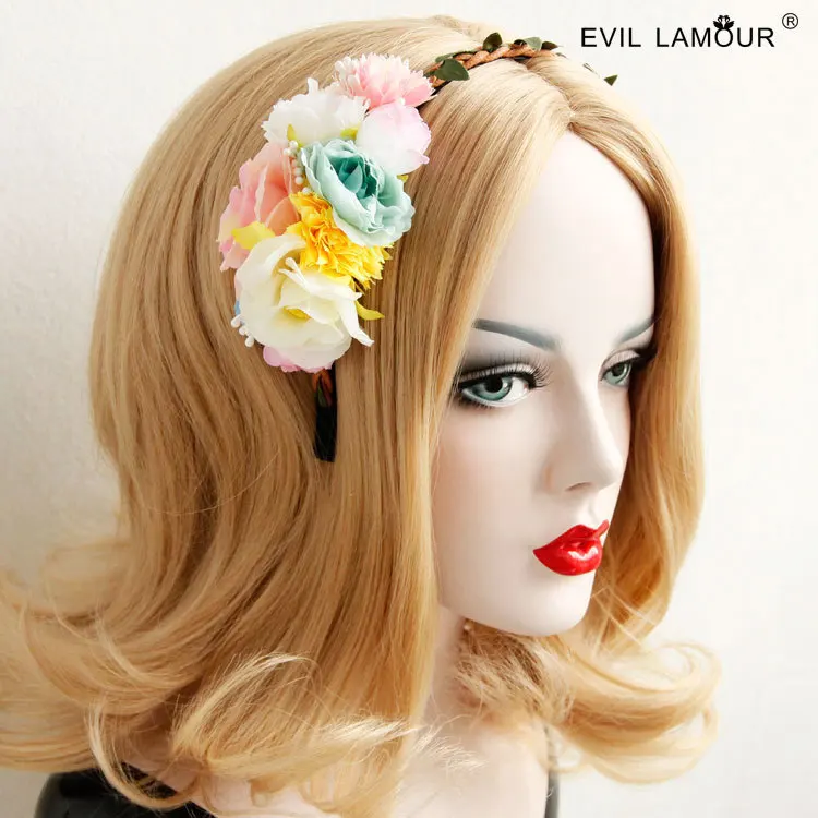 

Princess sweet lolita Hairbands flowers Leaves hair The sea sand tire hair hoop headdress flower accessories FG - 43