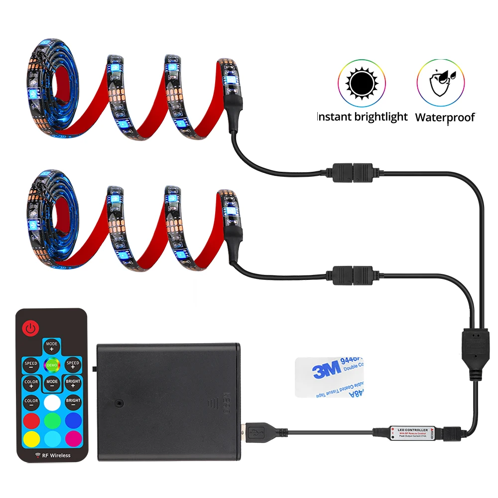 Coolo DC 5V USB HA CONDOTTO La Striscia 5050 RGB Impermeabile HA CONDOTTO LA Luce 1M 2M RF 17Key A Distanza di Controllo per la TV, di skateboard, bicicletta, incandescente scarpe