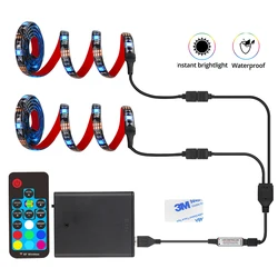 Coolo-Tira de luces LED RGB impermeable para TV, monopatín, bicicleta, zapatos brillantes, Control remoto RF 17Key, DC 5V, USB 5050, 1M, 2M