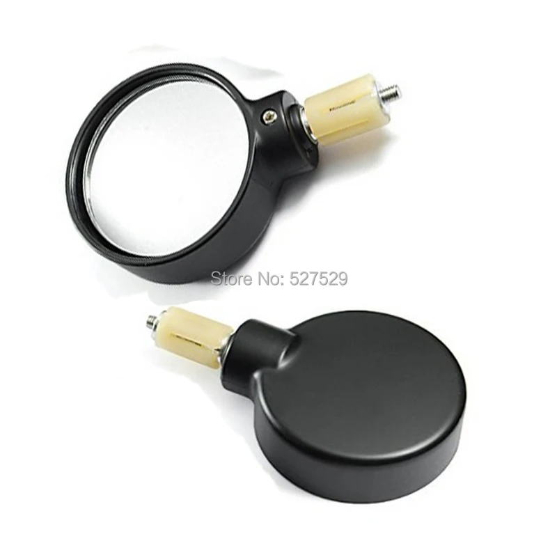 2PCS Motorcycle Rearview Side Mirrors Black Bar End Mirrors Round Convex Mirror 7/8