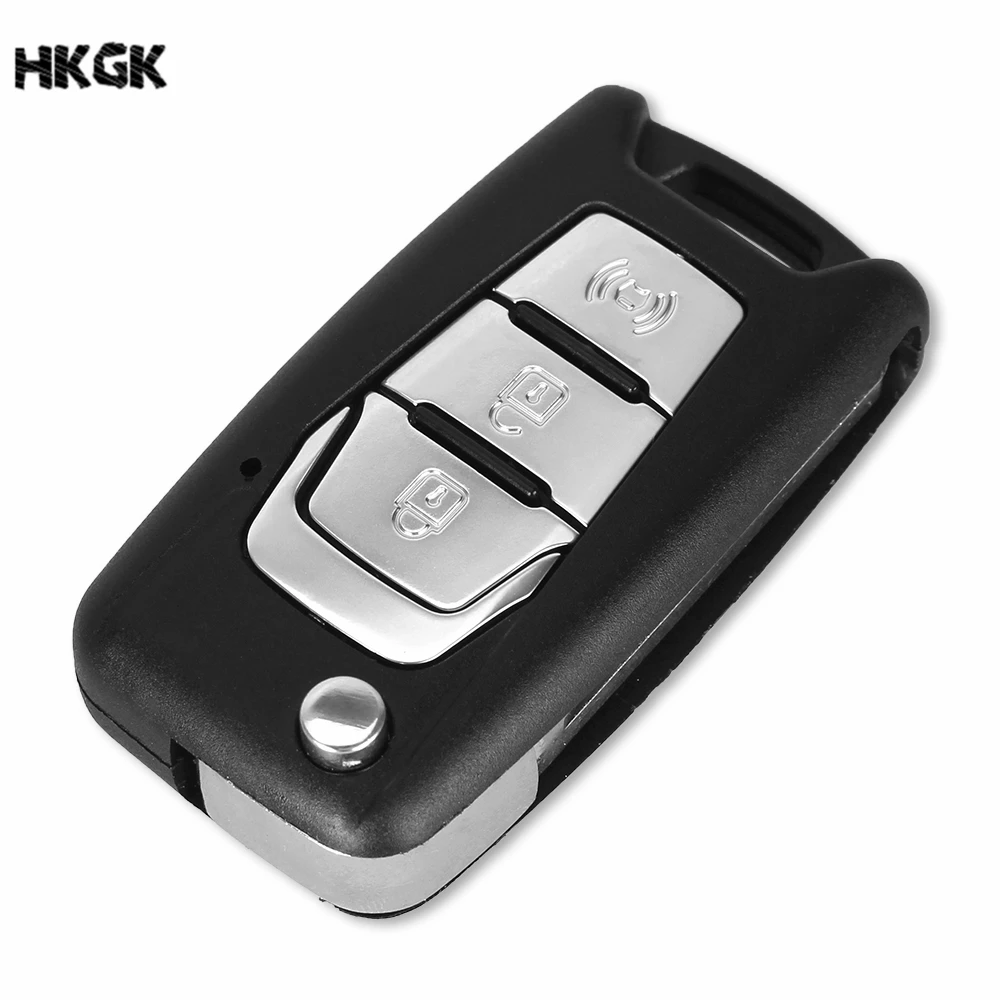 

3 Button Folding Car Key Shell Case for Ssangyong Korando / New Actyon / C200 2016 2017 with Uncut Blade